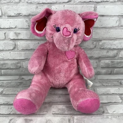 Build A Bear Tons Of Love Pink Red Heart Elephant 16” Plush Stuffed Animal - Image 1 of 4