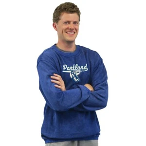 Mens Pennant 7760 Sandwashed 9.5 oz crew neck sweatshirt Blue 2XL Relaxed Fit - Picture 1 of 4