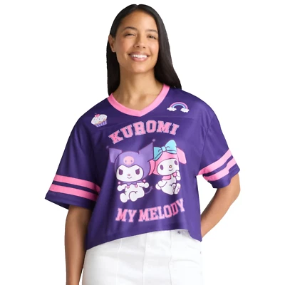 Women's Hello Kitty My Melody & Kuromi Graphic Football Skimmer Jersey Large - Image 1 of 4