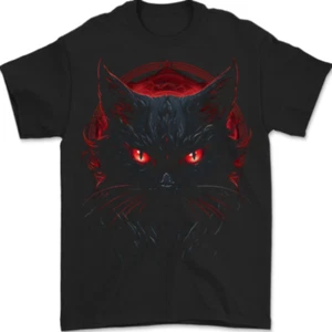 Satanic Cat Evil Halloween Mens T-Shirt 100% Cotton - Picture 1 of 2