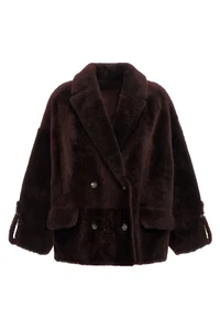 BRUNELLO CUCINELLI Bordeaux Leather/Shearling Reversible Jacket New & Authentic - Picture 1 of 3