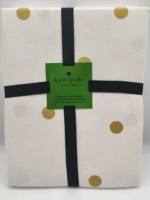 Kate Spade Tablecloth Gold Dots Ivory 60" X 84" Cotton Christmas Scatter Deco  - Image 1 of 4