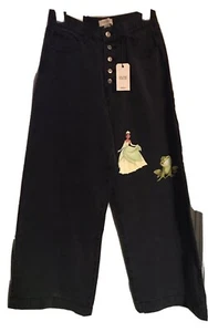 Black  acid washed Jeans W/ Tiana and Frog on left leg - Picture 1 of 8