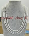 Fashion 3 Row 2x4mm White Jade Abacus Gemstone Beads Necklace 18-20'' AAA