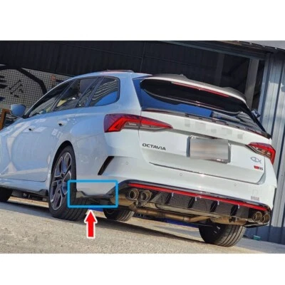 Black Fit For 2019-2024 Skoda Octavia Combi MK4 Rear Bumper Splitter Canard - Image 1 of 4