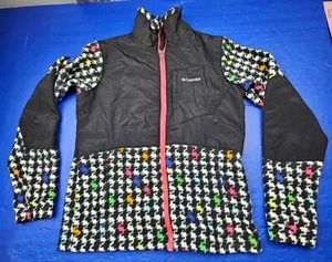 Columbia Interchange Jacket Girls Sz 14/16 Black Checked Full Zip Fleece Nylon - Picture 1 of 5