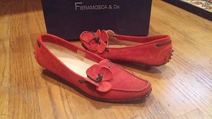 New Fieramosca & Co ITALY red Leather Suede Spiked SlipOn Shoe w/ flower 5.5 - Picture 1 of 9