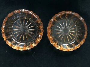 Lot of 2 Vintage Matching Glass Pink Depression Glass Ash Trays 6" Cut Pattern - Picture 1 of 4