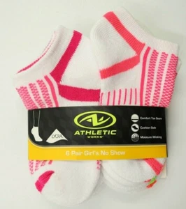 Athletic Works Girls Socks 6 Pair Multi Color No Show Small - Picture 1 of 4