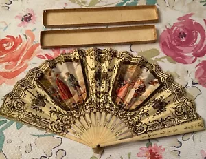Antiguo Abanico de Mano Eventails Duvelleroy Paris Hotel Knickerbocker Firmado Mathorel - Imagen 1 de 21