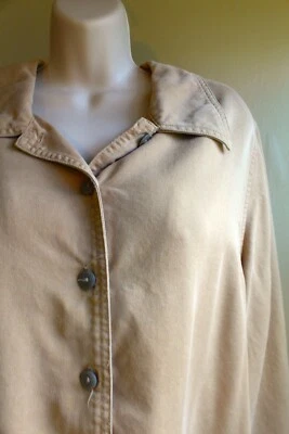 Camisa Chore Barn Feminina XL 1X Plus Bege Tencel Rayon Botão LS Bolsos Cherokee - Imagem 1 de 4