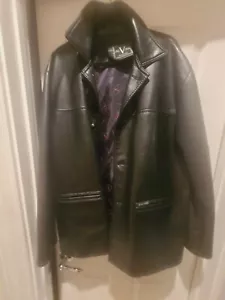 Alta V Moda Mens Leather Button Down Coat Pre-Owned size 44 - Picture 1 of 7