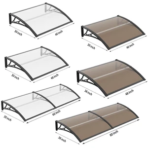 32/40/48/60/80" Window Awning Front Door Eaves Canopy Polycarbonate Roof Cover - Picture 1 of 29