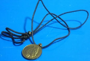 RARE gold color brass coin pendant Ouroboros & tiger 1 1/16" .5 oz necklace - Picture 1 of 3