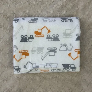 Circo Construction Equipment Dump Truck Baby Receiving Blanket Orange White Gray - Picture 1 of 13
