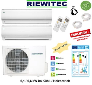 Dual MultiSplit 2x3,5 KW RIEWITEC Klimaanlage 6,1/6,6 KW, WiFi, 2x5 m K-Leitung - Bild 1 von 9