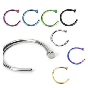 Nose Ring Piercing Hoop Surgical Steel 20 Gauge 5/16 6pcs 