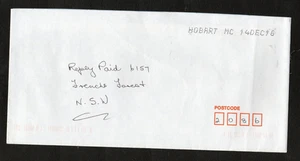 HOBART MC, Tasmania 7000 postmarked cover dated 14 DEC 16 in a STRAIGHT LINE - Picture 1 of 1