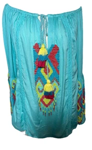 NJ Couture Paris Top  Beaded Tasseled Embellished Blouse Off Shoulder Size  M - Picture 1 of 8