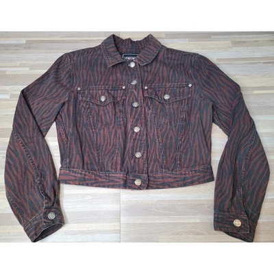 Jeans vintage Versace Signature Ittierre Spa estampa de zebra jeans cropped M - Imagem 1 de 4