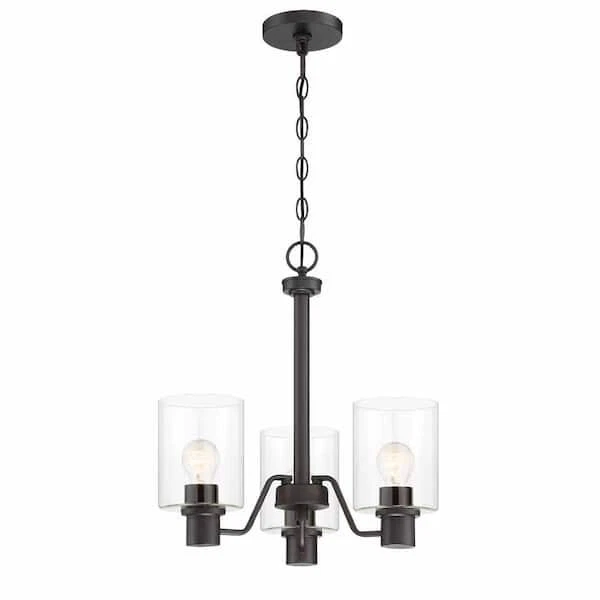 Hampton Bay Castleford 3-light Satin Bronze Chandelier With Clear Glass Shades