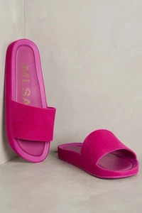 Anthropologie Melissa Schuhe Beach Slide III beflockt rosa Filz Größe 7 - Bild 1 von 12