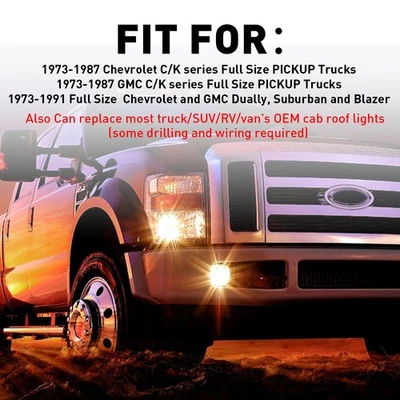 5X Lente ámbar LED Cabina Marcador de techo para luces 73-87 Chevy C10/20/30/50/60/70 GMC Foto 1 de 4