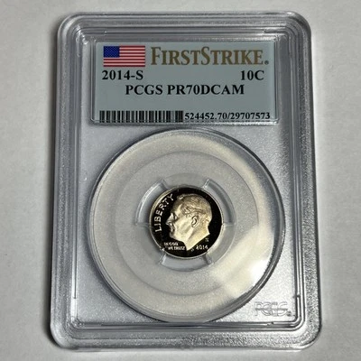 2014 - S Roosevelt Dime PCGS PR-70 DCAM First Strike 10 Cent Coin Slabbed - Image 1 of 4