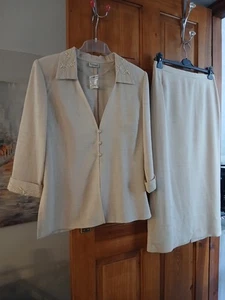 Ladies Beige Skirt Suit By Roman Originals. New Without Tags. Uk 12 - Picture 1 of 7