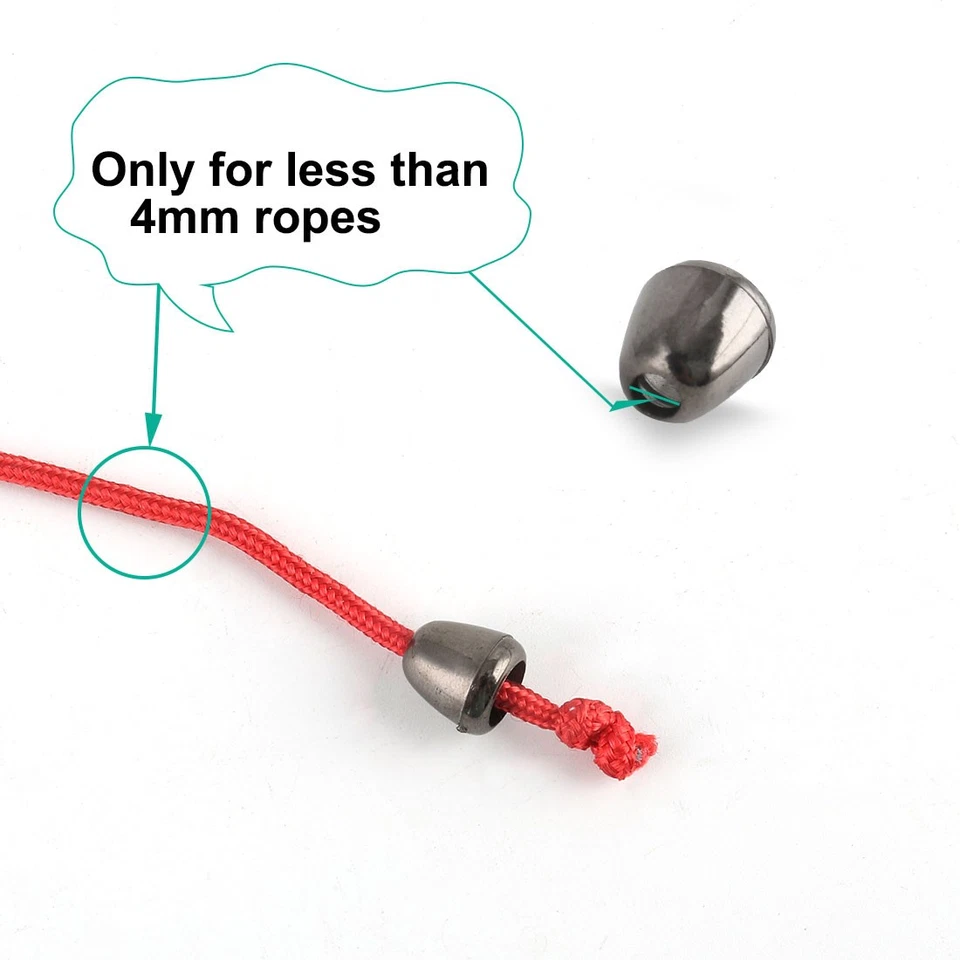 Sujetador de cordón de bloqueo de encaje cuerda tapón extremos de campana de plástico 40 piezas metal negro Foto 1 de 4