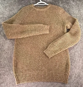 OLD NAVY SWEATER CHUNKY CABLE KNIT MENS LARGE L BROWN COTTON ACRYLIC BANGLADESH - Picture 1 of 9
