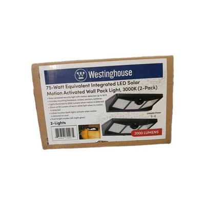 Westinghouse 75w Equivalent Integrated LED Solar Motion Wall Pack Light 2000 Lmn - Image 1 of 3