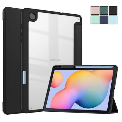 Fashion Leather Stand Case Smart Clear Case Cover For Samsung Galaxy Tab S6 Lite - Image 1 of 4