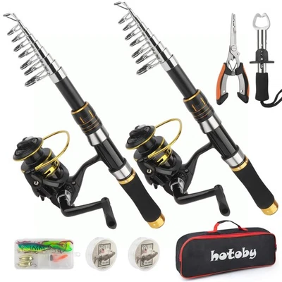 Fishing Pole Combo Set, 2PACK 6.89ft Fishing Rod and Reel Combo, Carbon Fiber... - Image 1 of 4