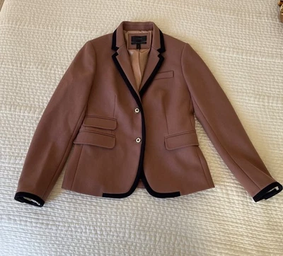 J Crew Wool Schoolboy Blazer Rose W Navy Trim 6 Academia Classic - Image 1 of 4