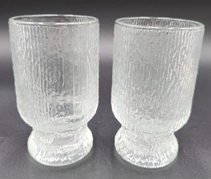 Vintage Indiana Glass Tumbers 12 oz Tree Bark Pattern Set Of 2 - Picture 1 of 4