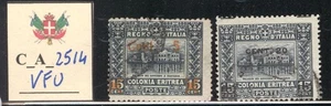 C_A_2514  ERITREA. 1916 "SOGGETTI AFRICANI (overpinted)" set. Used. Sas 45-46 - Picture 1 of 1