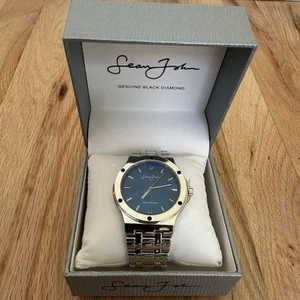 SEAN JOHN BLACK DIAMOND blaues Zifferblatt/silbernes Band UHR - Bild 1 von 6