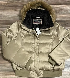 ZeroXposur women’s gold down puffer jacket with removable fur hood size XL NWT - Picture 1 of 9