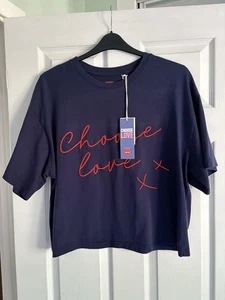 BNWT Choose Love Boxy Navy T-Shirt Size L (16/18) Limited Edition ❤️ - Picture 1 of 9