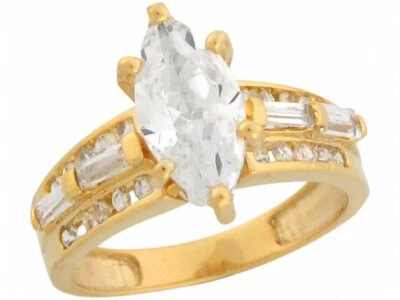 10k or 14k Yellow Gold 2.91ct Marquis CZ Brilliant Ladies Engagement Ring - Image 1 of 4