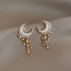 Crystal Moon Star Tassel Earrings Stud Dangle Wedding Women Fashion Jewelry Gift