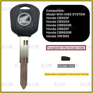 HISS Blank Key For Honda CBR500R CBR600R CB500F CB500X Cb600F VFR800 Transponder - Bild 1 von 2