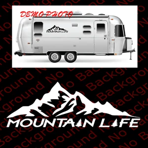 LARGE MOUNTAIN LIFE w/TREE Vinyl Decal for ATV RV Trailor Pickup Truck JW014 - Imagen 1 de 7