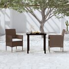 Nnevl 3 Piece Garden Dining Set With Cushions Brown And Black