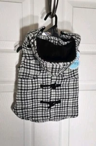 Trezo Paws Dog Sweater Coat Hooded Plaid Black White Soft Size Small Jacket - Picture 1 of 8