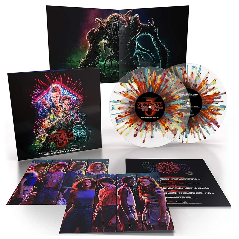 STRANGER THINGS 3 SOUNDTRACK VINYL NEW!! LIMITED CLEAR W/ FIREWORKS LP! NETFLIX Foto 1 de 2