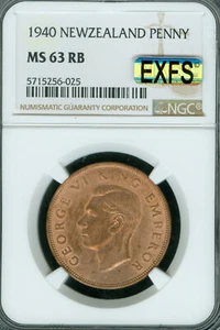 1940 NEW ZEALAND PENNY NGC MS63 RB MAC EXFS OR EXCETIONAL 1ST STRIKE . - Picture 1 of 2