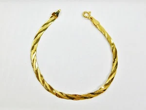 L@@K Gorgeous Shiny Real 14K Yellow Gold Braided Links BRACELET 7" women - Picture 1 of 11