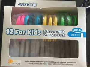 10 Pair Kids Blunt Tip Scissors With Storage Rack - Picture 1 of 2